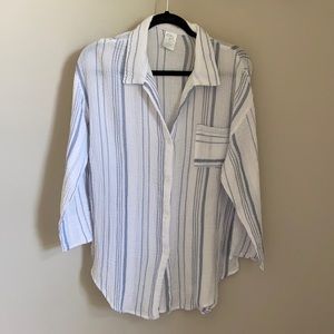 Like New Target Kona Sol Blue White Stripe Sheer Waffle Beach Cover Up Sz S